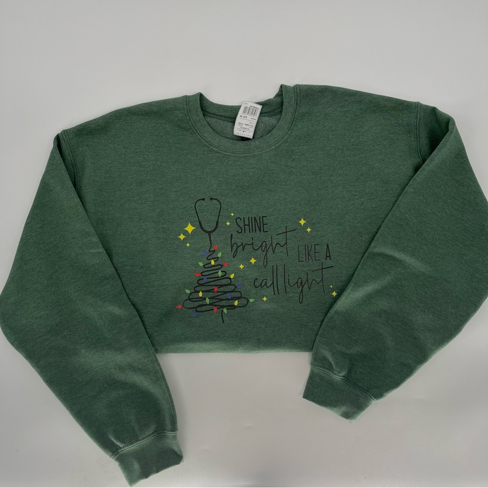 Smart Scrubs Green Sweatshirt with Festive Design - Picture 3 of 5